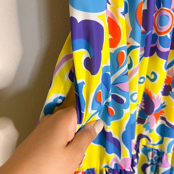 J Crew | NWT! Tiered Taffeta Curly Colorful Floral Summer Maxi Dress - Picture 6 of 9